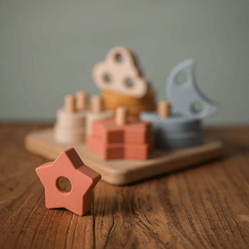 Brinquedo educacional blocos montessori de encaixar, peças de